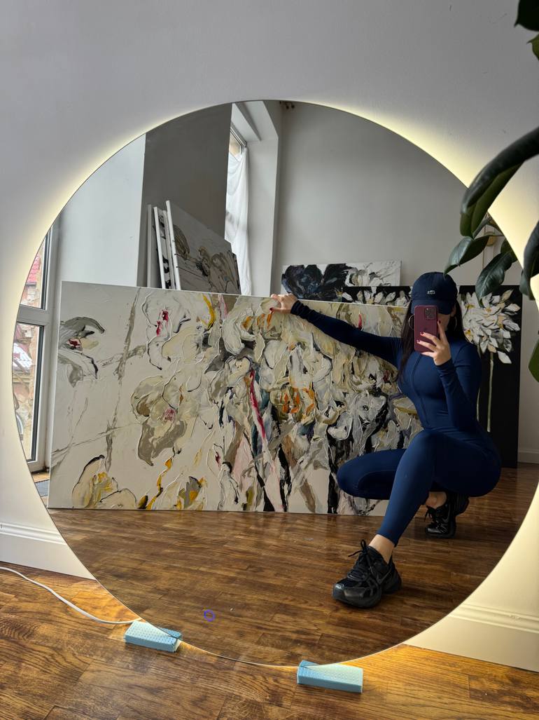 Original Abstract Floral Painting by Tetiana And Victoria Hutsul