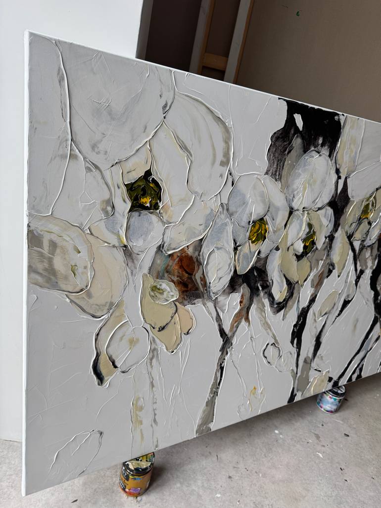 Original Abstract Floral Painting by Tetiana And Victoria Hutsul
