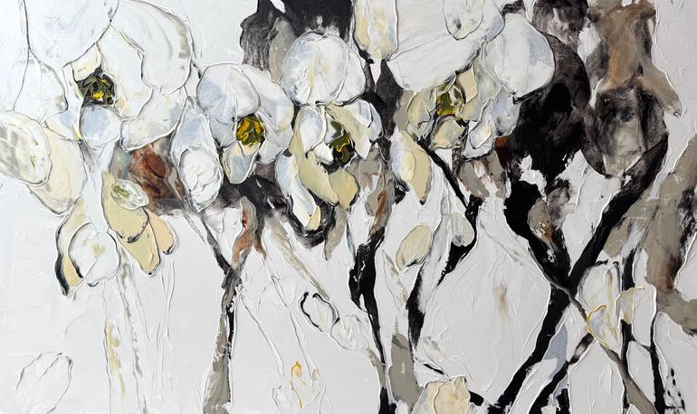 Original Abstract Floral Painting by Tetiana And Victoria Hutsul