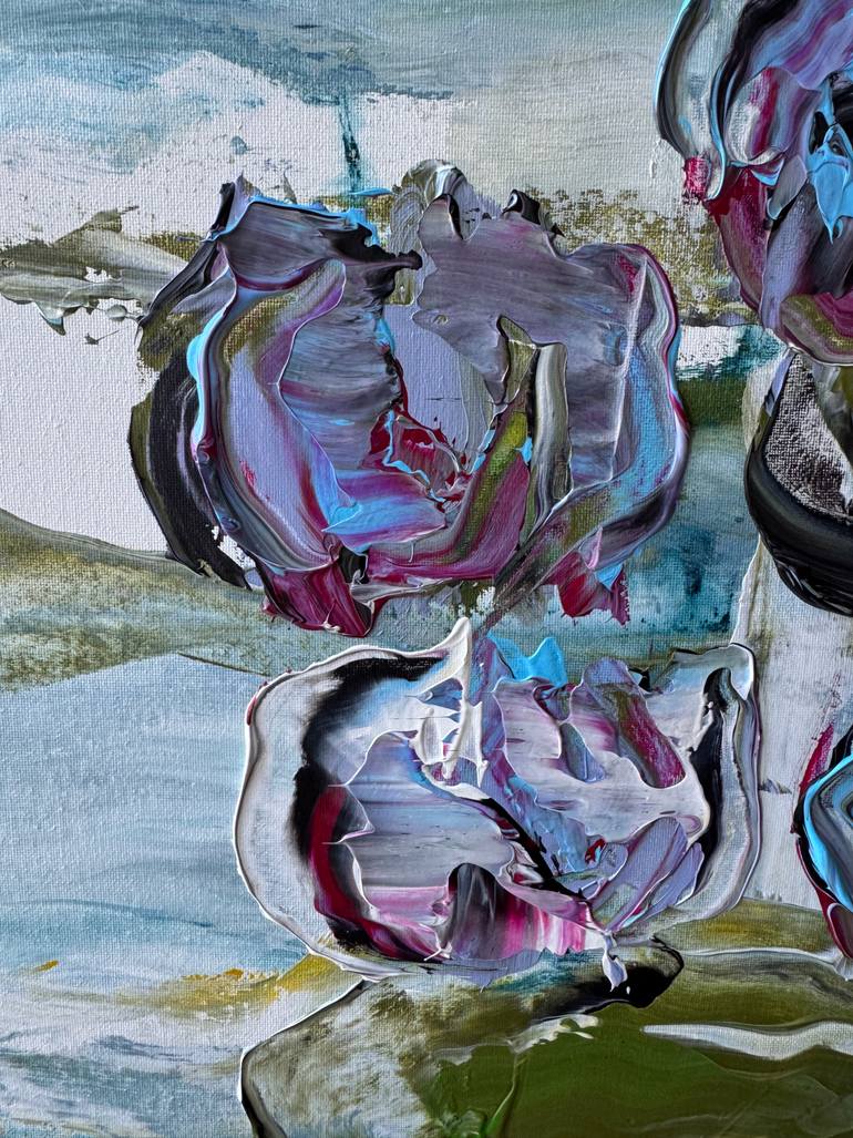Original Abstract Floral Painting by Tetiana And Victoria Hutsul
