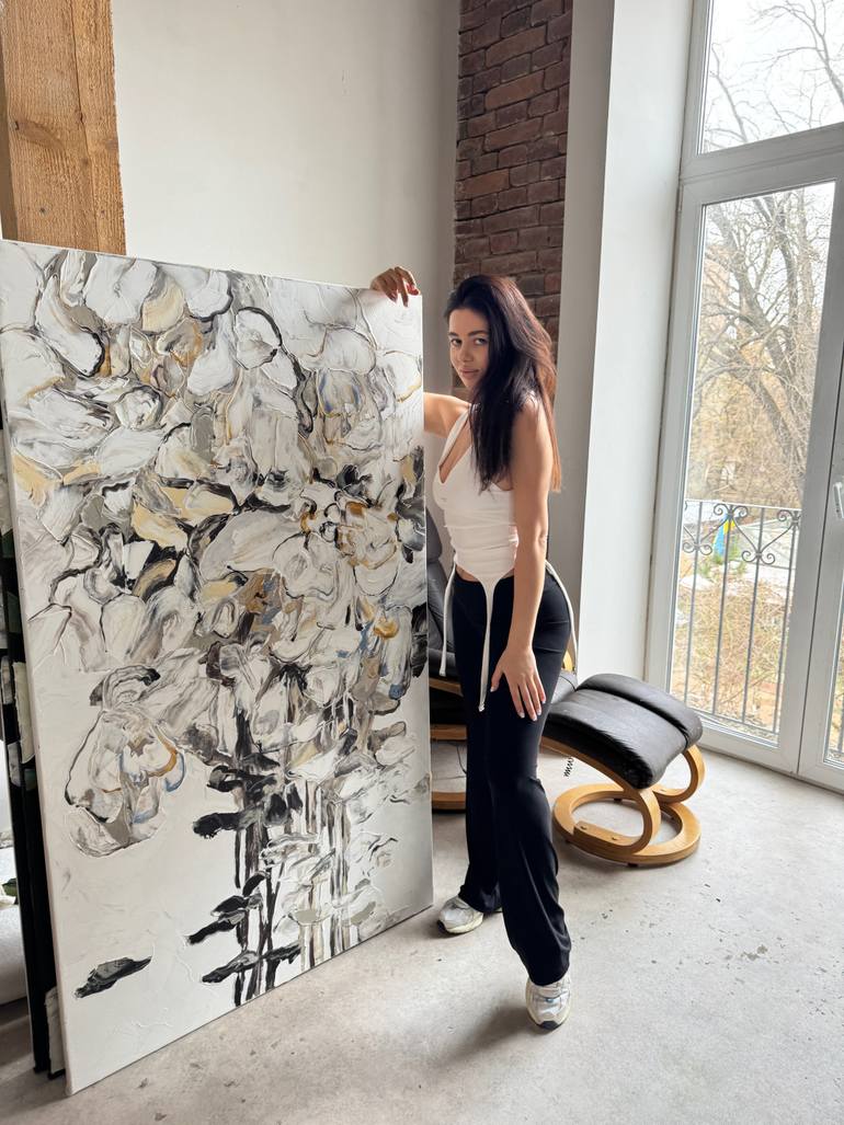 Original Abstract Floral Painting by Tetiana And Victoria Hutsul