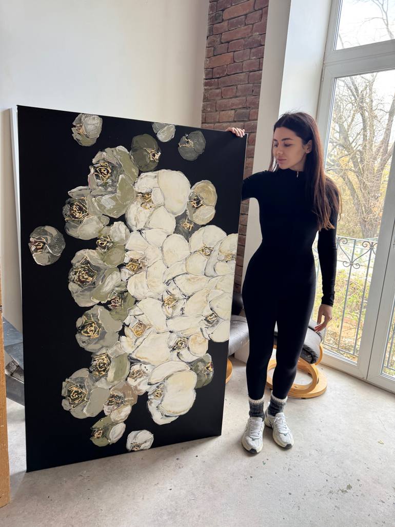Original Abstract Floral Painting by Tetiana And Victoria Hutsul