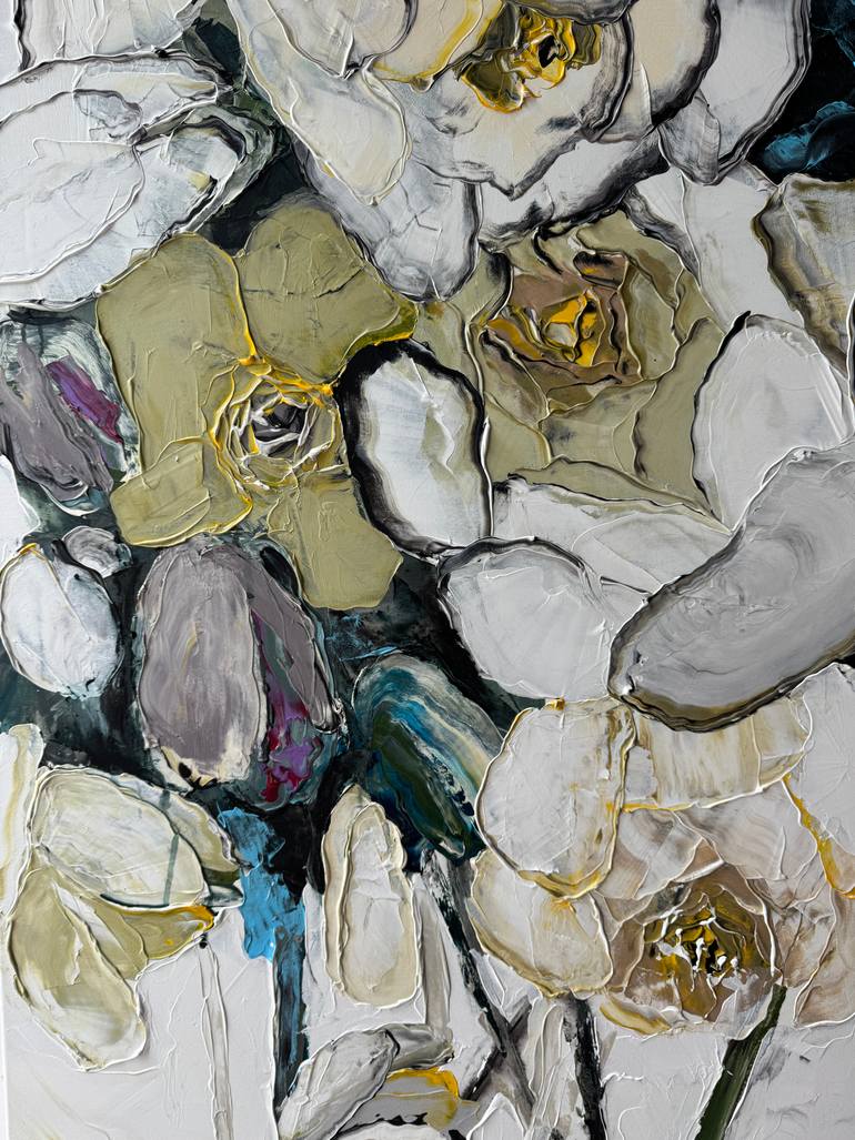 Original Abstract Floral Painting by Tetiana And Victoria Hutsul