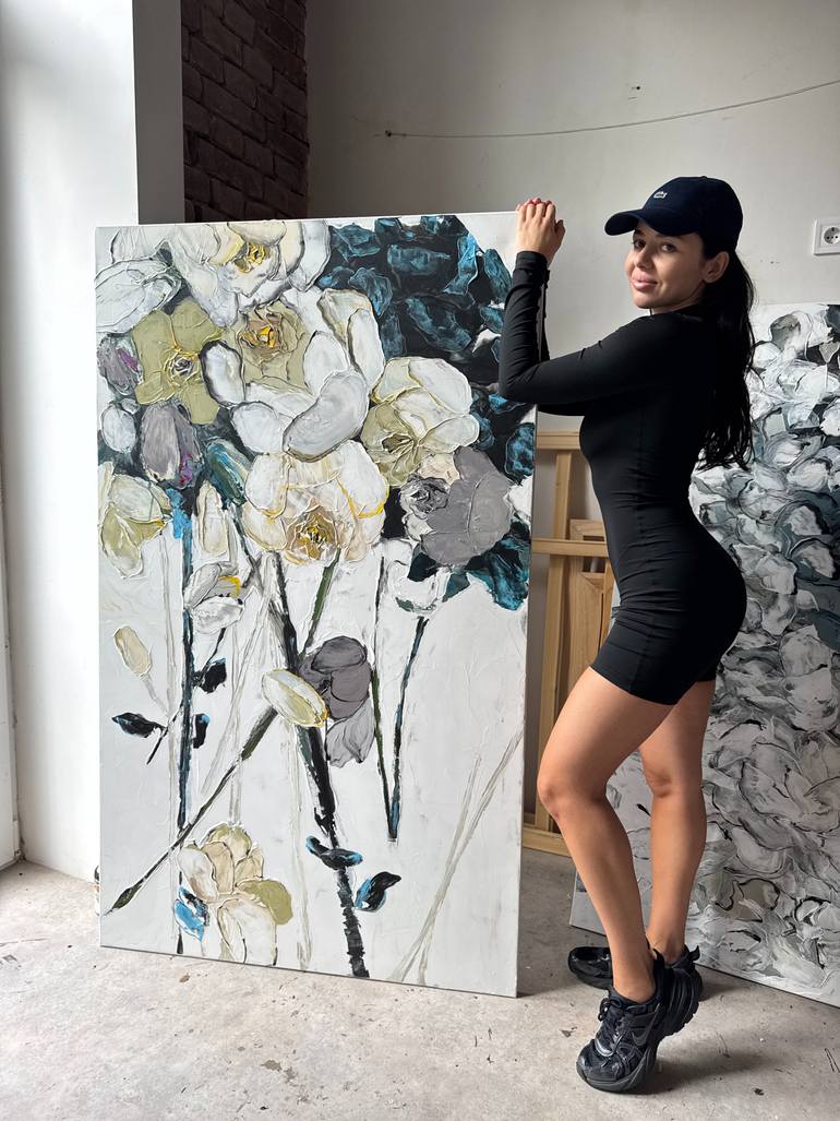 Original Abstract Floral Painting by Tetiana And Victoria Hutsul