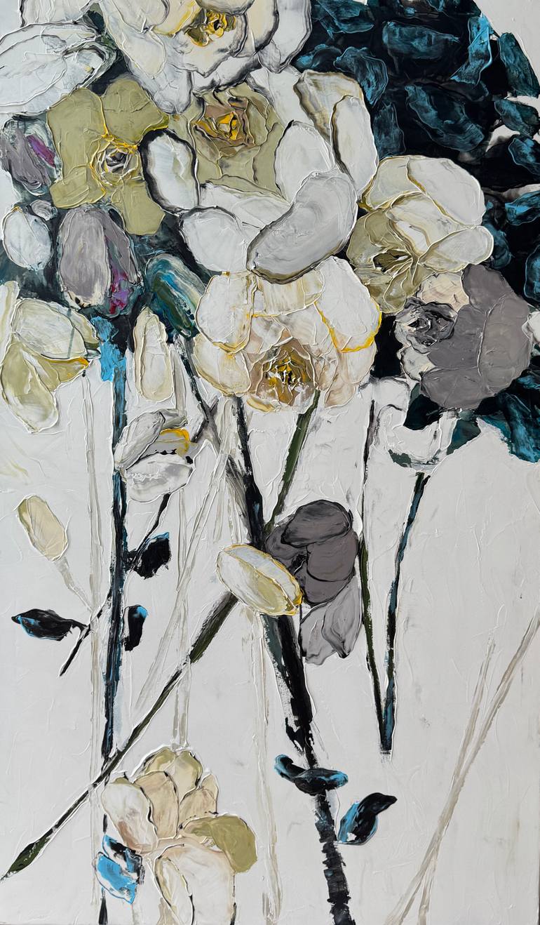 Original Abstract Floral Painting by Tetiana And Victoria Hutsul