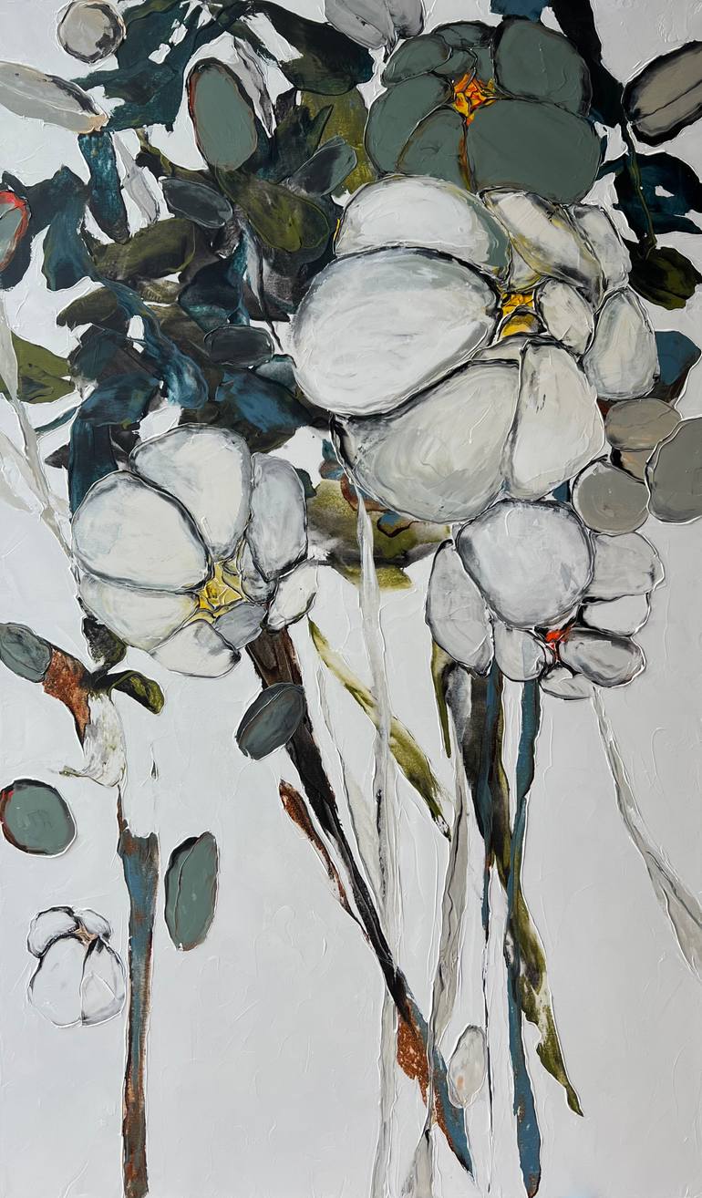 Original Abstract Floral Painting by Tetiana And Victoria Hutsul