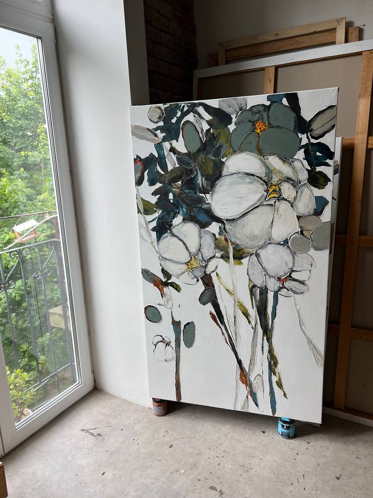 Original Abstract Floral Painting by Tetiana And Victoria Hutsul