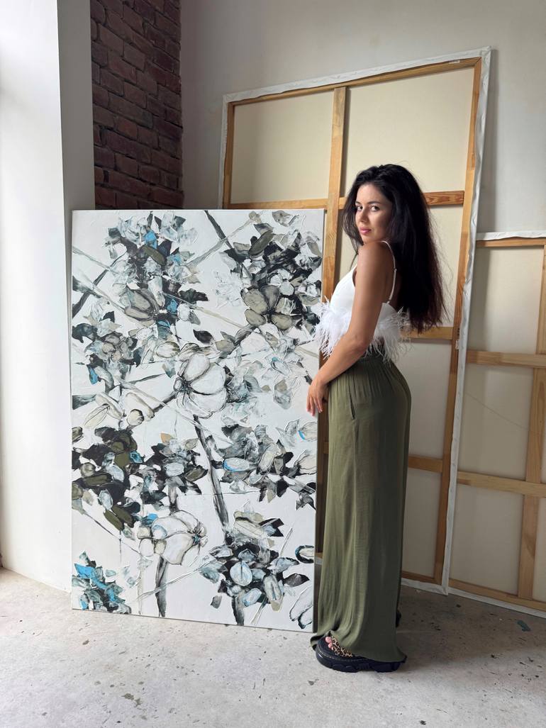 Original Abstract Floral Painting by Tetiana And Victoria Hutsul
