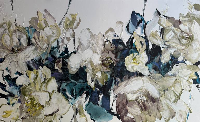 Original Abstract Floral Painting by Tetiana And Victoria Hutsul