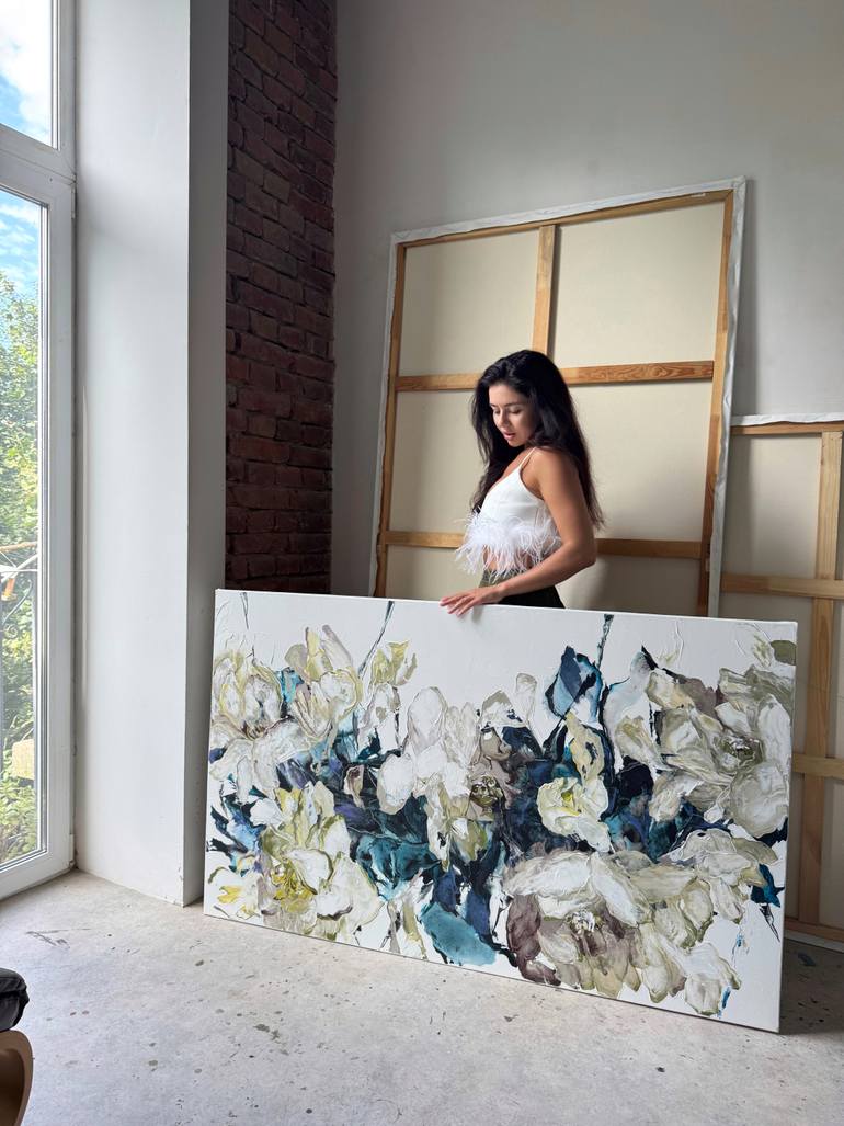 Original Abstract Floral Painting by Tetiana And Victoria Hutsul