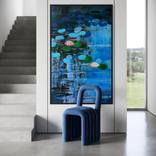 I’m only happy when it rains / Blue Water Lilies Painting by Tetiana and Victoria Hutsul