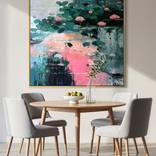 All I want is to be loved/ Square Water Lilies Painting by Tetiana and Victoria Hutsul