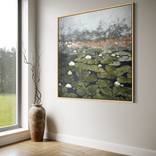 All of Me Loves All of You/ XL Square Water Lilies Painting by Tetiana and Victoria Hutsul