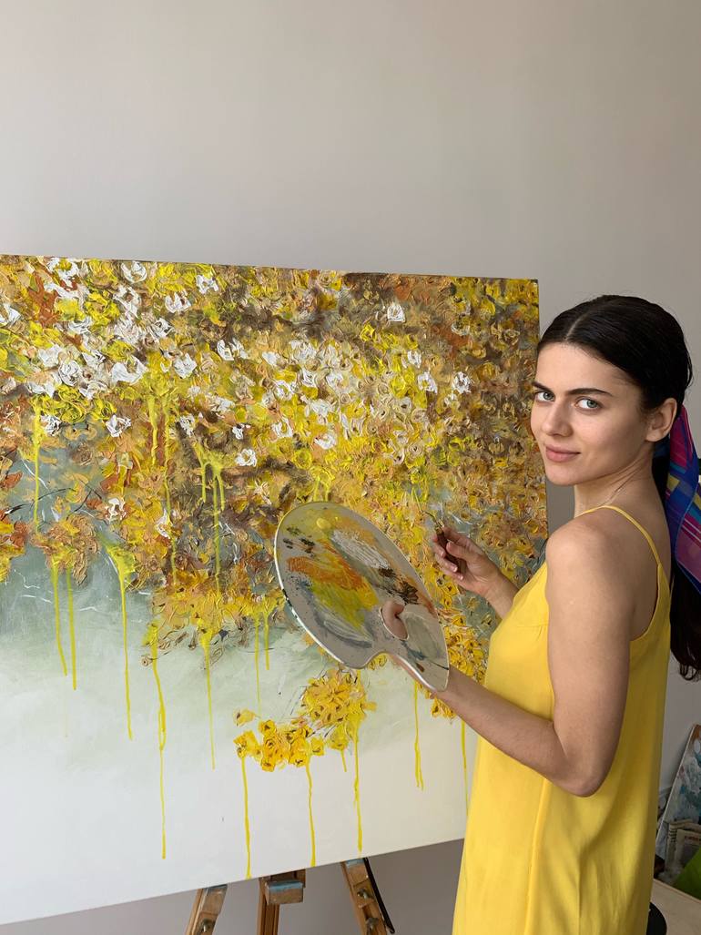 Original Abstract Floral Painting by Tetiana And Victoria Hutsul