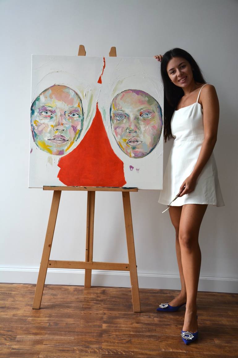 Original Figurative Portrait Painting by Tetiana and Victoria Hutsul