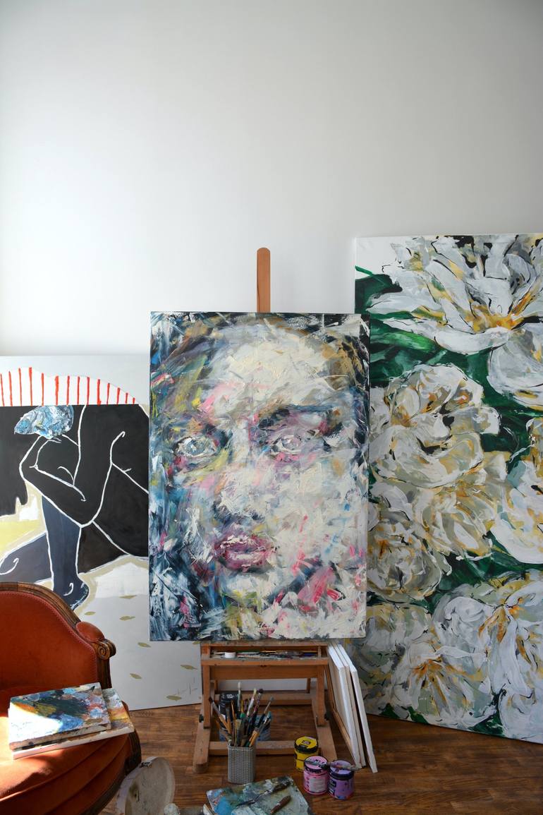 Original Abstract Portrait Painting by Tetiana and Victoria Hutsul