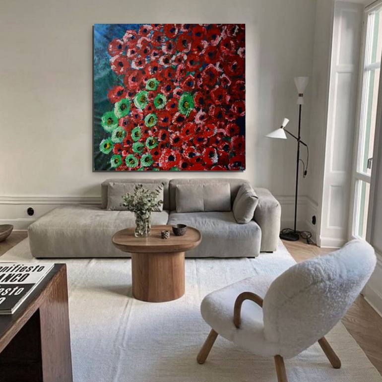 Original Abstract Floral Painting by Tetiana and Victoria Hutsul