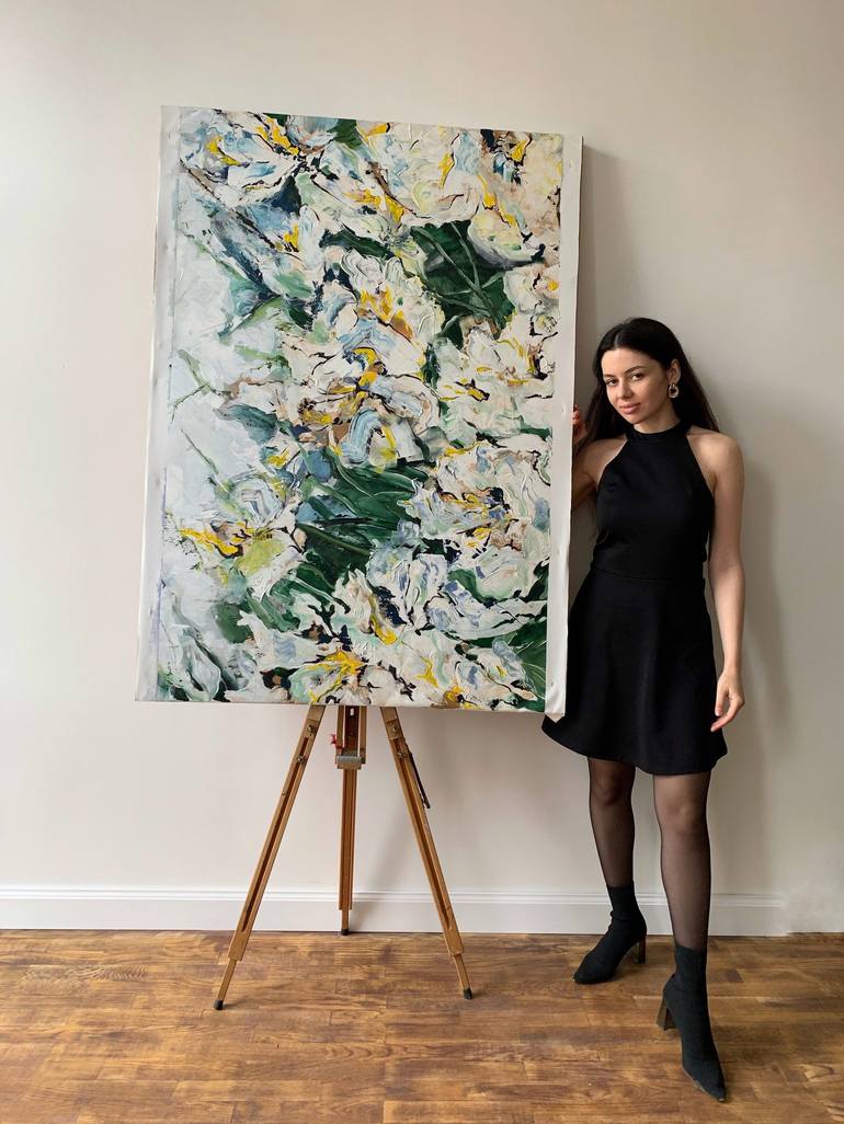 Original Abstract Floral Painting by Tetiana and Victoria Hutsul