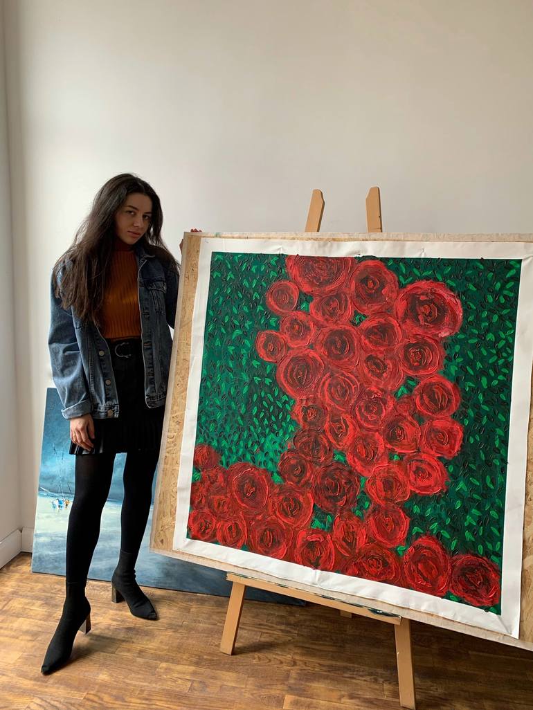 Original Abstract Floral Painting by Tetiana and Victoria Hutsul