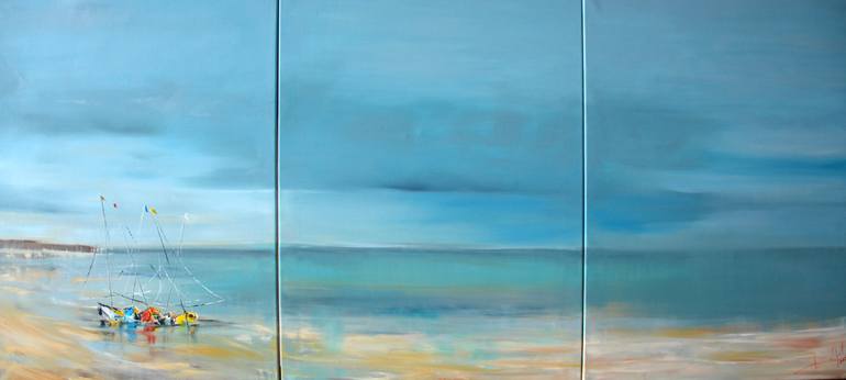 Original Expressionism Boat Painting by Tetiana And Victoria Hutsul