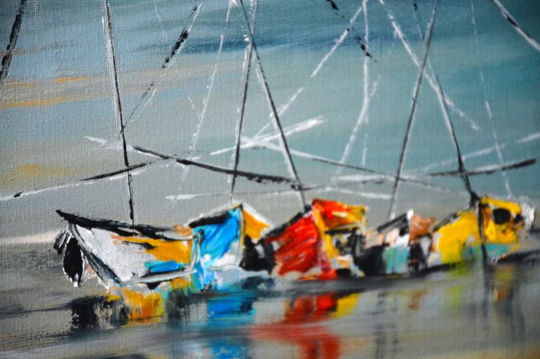 Original Expressionism Boat Painting by Tetiana And Victoria Hutsul