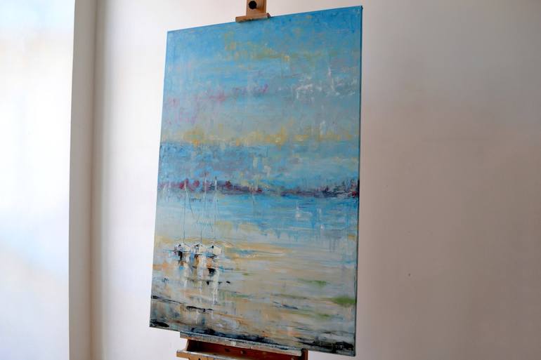 Original Abstract Sailboat Painting by Tetiana and Victoria Hutsul