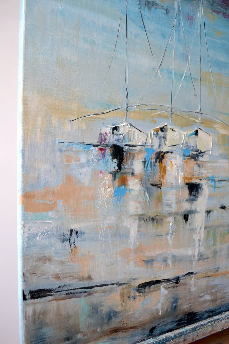 Original Abstract Sailboat Painting by Tetiana and Victoria Hutsul