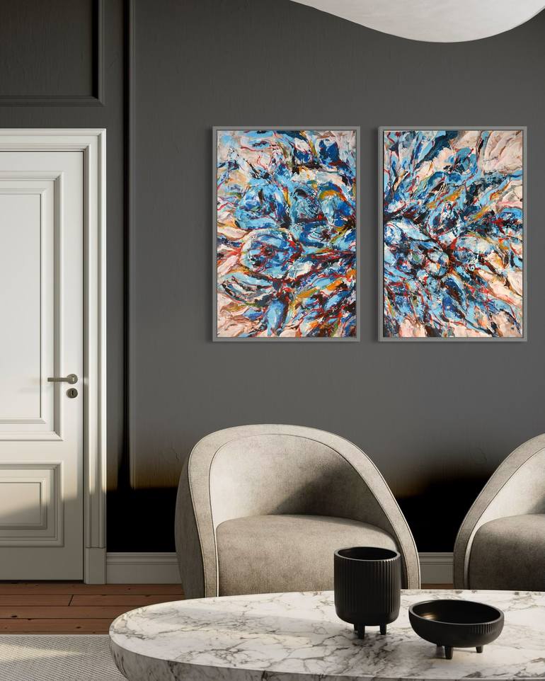 Original Abstract Floral Paintings by Tetiana And Victoria Hutsul