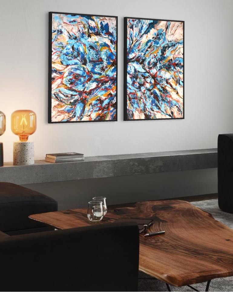 Original Abstract Floral Painting by Tetiana And Victoria Hutsul