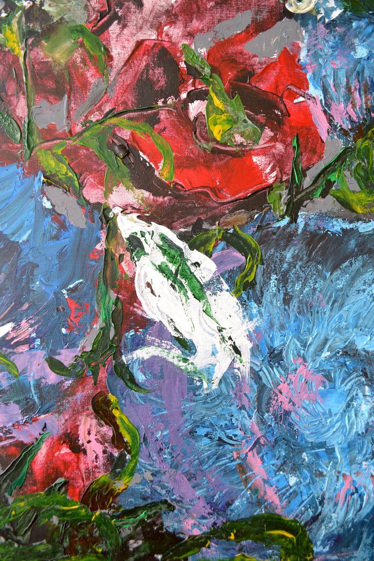 Original Abstract Floral Painting by Tetiana and Victoria Hutsul