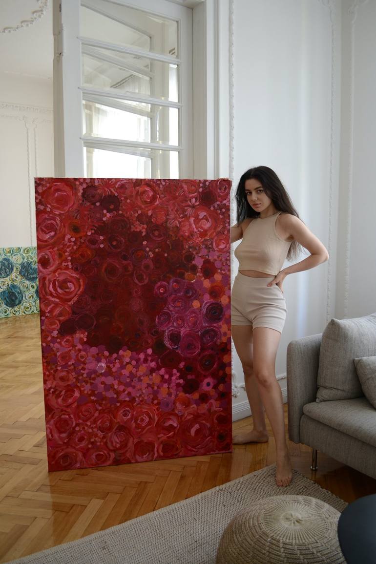 Original Abstract Floral Painting by Tetiana and Victoria Hutsul