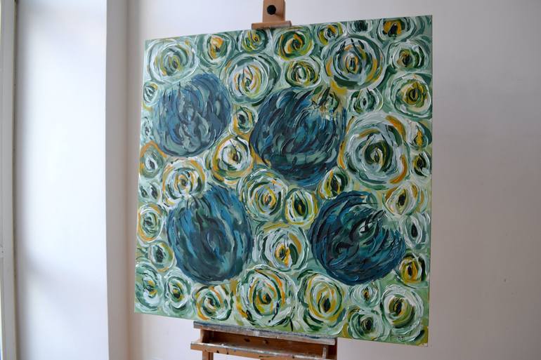 Original Abstract Floral Painting by Tetiana and Victoria Hutsul