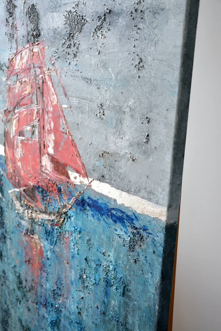 Original Abstract Boat Painting by Tetiana And Victoria Hutsul