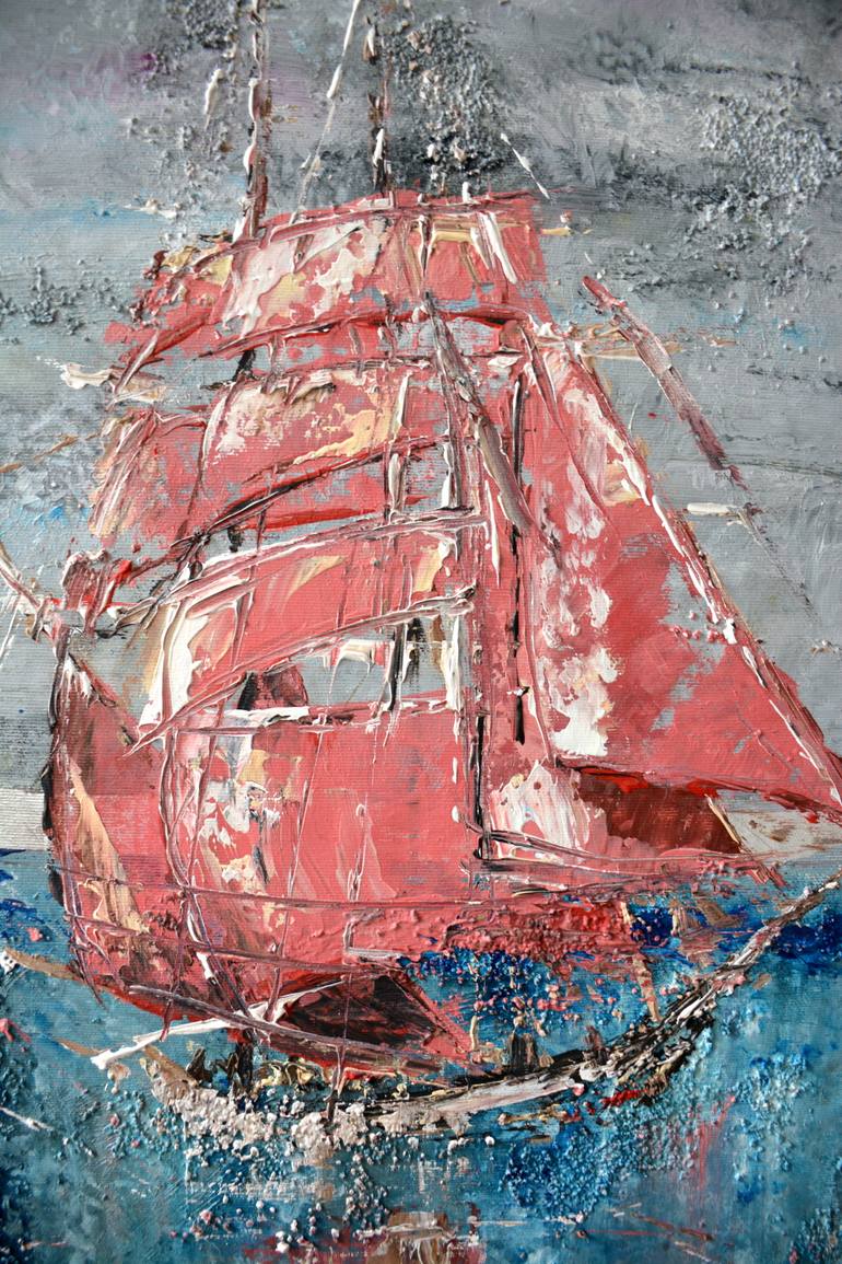 Original Abstract Boat Painting by Tetiana And Victoria Hutsul