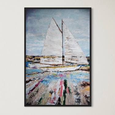 Original Abstract Sailboat Paintings by Tetiana and Victoria Hutsul