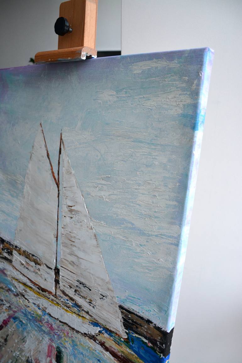 Original Abstract Boat Painting by Tetiana And Victoria Hutsul