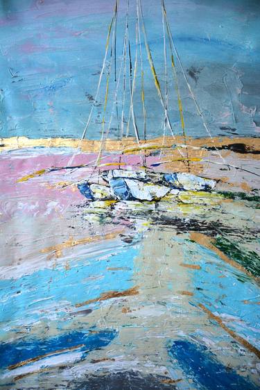 Original Abstract Sailboat Paintings by Tetiana And Victoria Hutsul