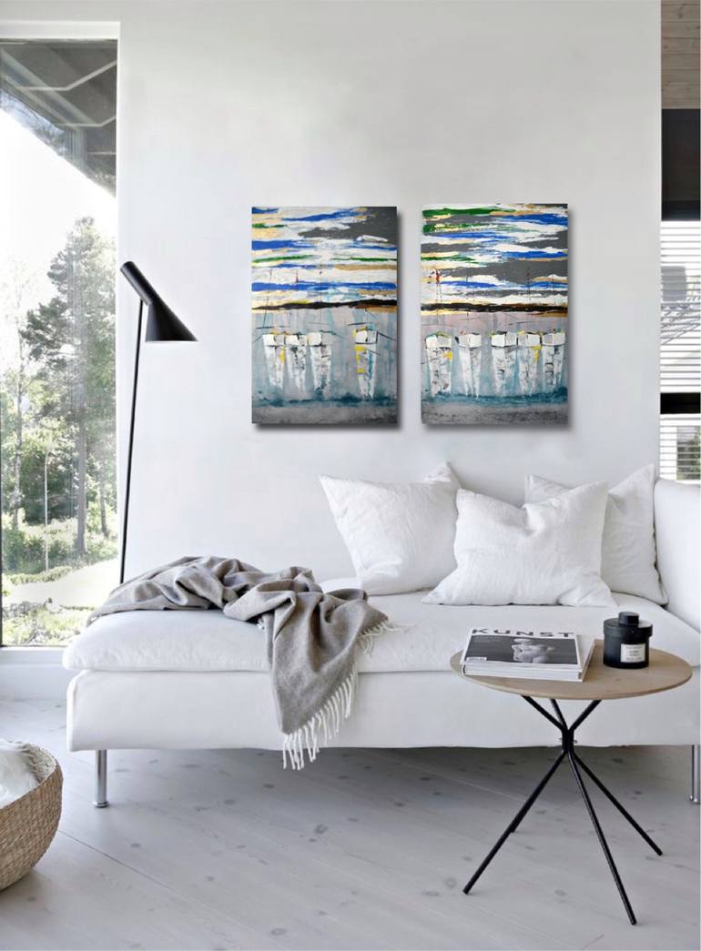 Original Abstract Seascape Painting by Tetiana and Victoria Hutsul