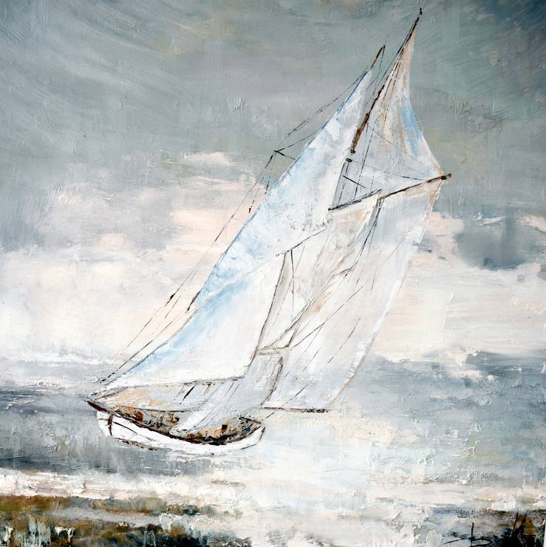 Original Abstract Boat Painting by Tetiana And Victoria Hutsul