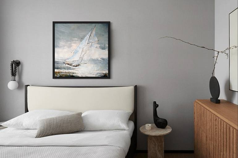 Original Abstract Boat Painting by Tetiana And Victoria Hutsul