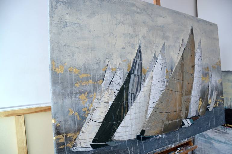 Original Sailboat Painting by Tetiana and Victoria Hutsul