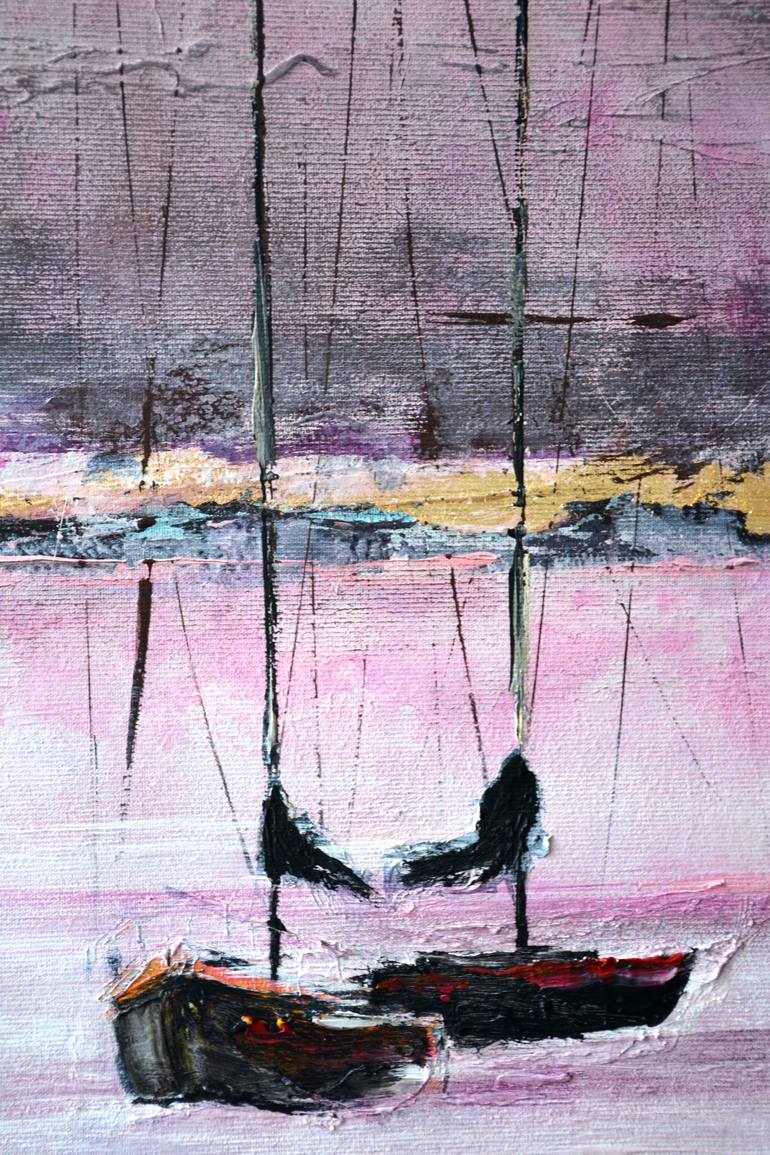 Original Abstract Sailboat Painting by Tetiana and Victoria Hutsul