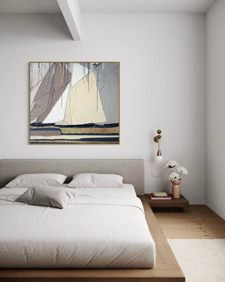 Original Abstract Sailboat Paintings by Tetiana And Victoria Hutsul