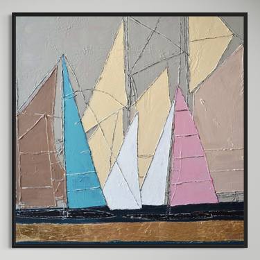 Original Abstract Sailboat Paintings by Tetiana and Victoria Hutsul