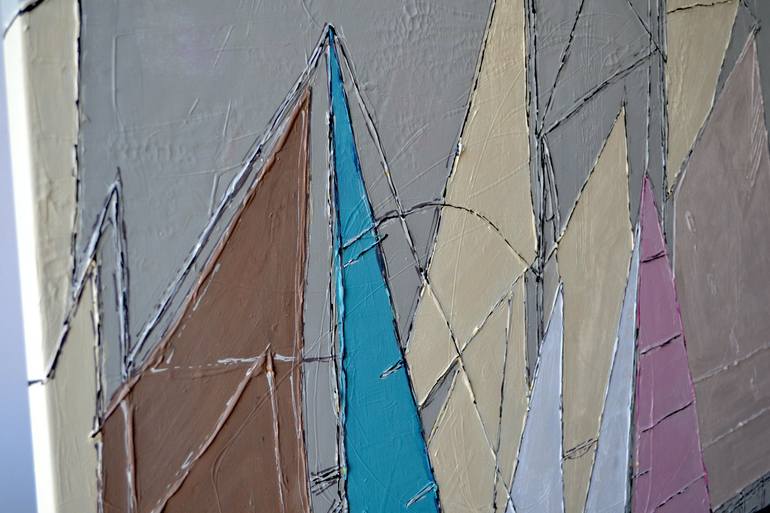 Original Abstract Sailboat Painting by Tetiana and Victoria Hutsul