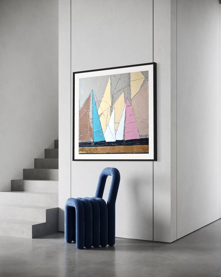 Original Abstract Boat Painting by Tetiana And Victoria Hutsul