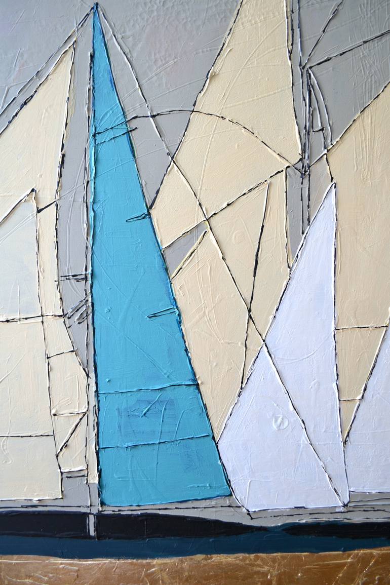 Original Abstract Boat Painting by Tetiana And Victoria Hutsul