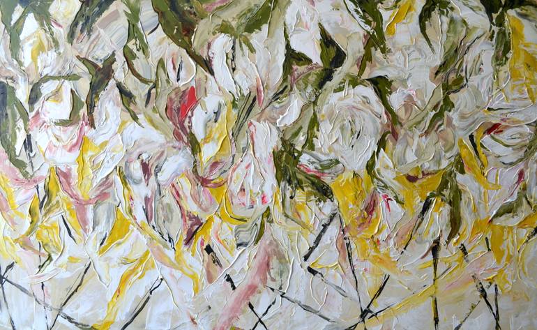 Original Abstract Floral Painting by Tetiana And Victoria Hutsul