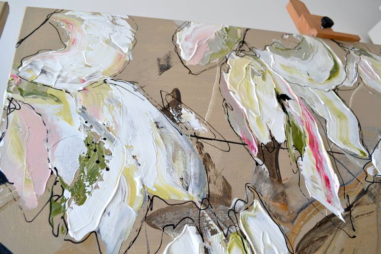Original Abstract Floral Painting by Tetiana And Victoria Hutsul