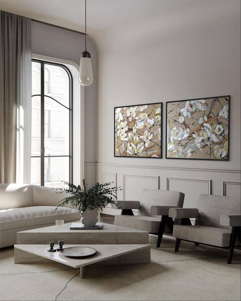 Original Abstract Floral Painting by Tetiana And Victoria Hutsul